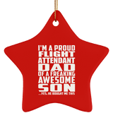 Proud Flight Attendant Dad Of Awesome Son - Star Ornament