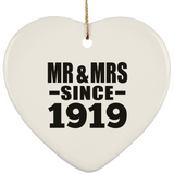 105th Anniversary Mr & Mrs Since 1919 - Heart Ornament