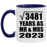 59th Anniversary Square Root of 3481 Years As Mr & Mrs 2023 - 11oz Accent Mug Purple