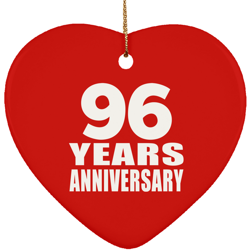 96th Anniversary 96 Years - Heart Ornament