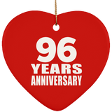 96th Anniversary 96 Years - Heart Ornament
