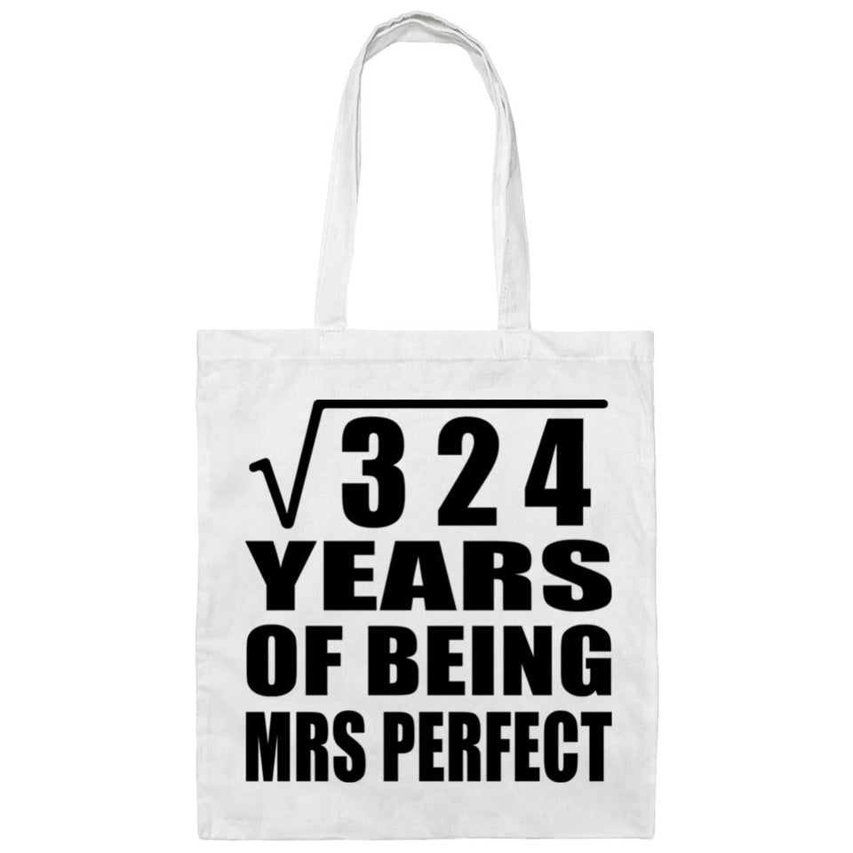 18th Anniversary Square Root of 324 Years of Mrs Perfect - Tote Bag White