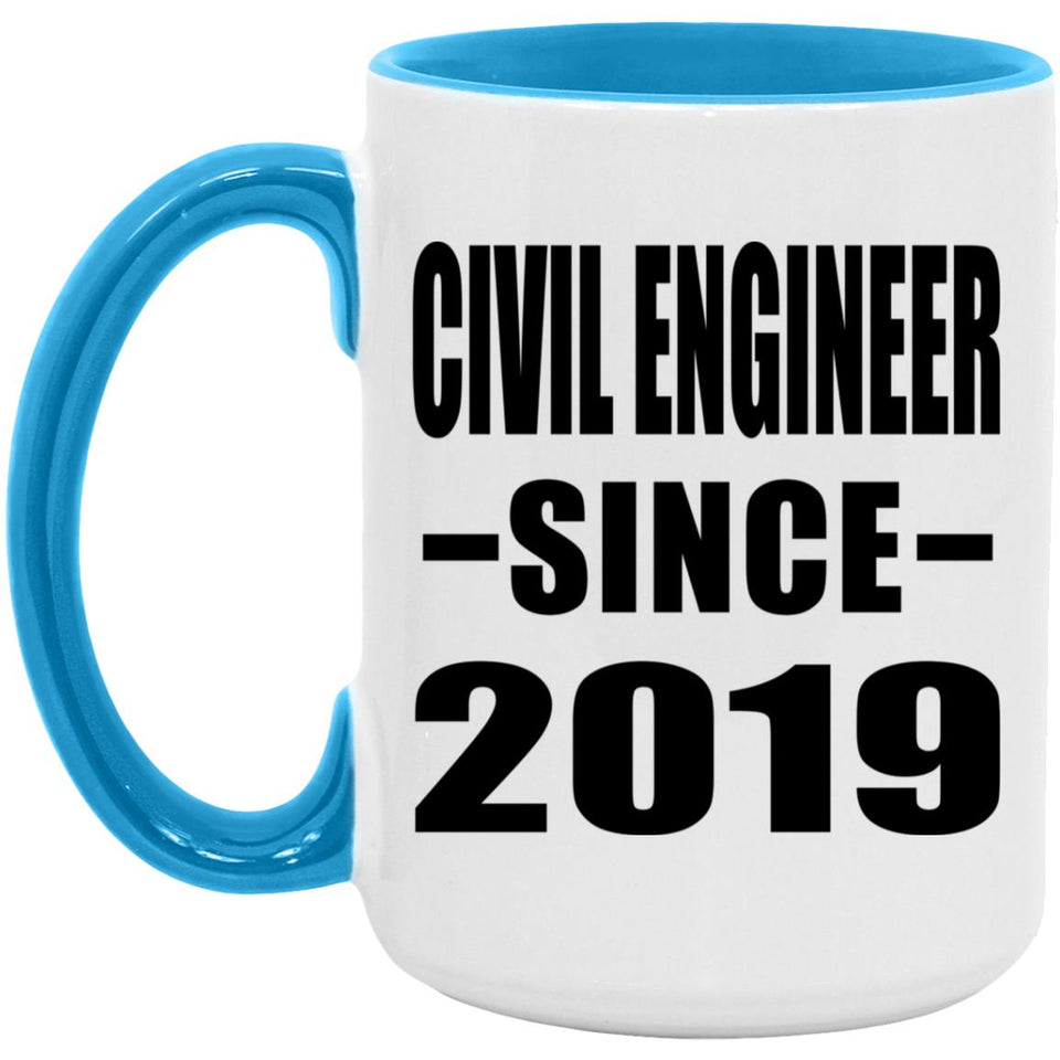 Civil Engineer Since 2019 - 15oz Accent Mug Blue