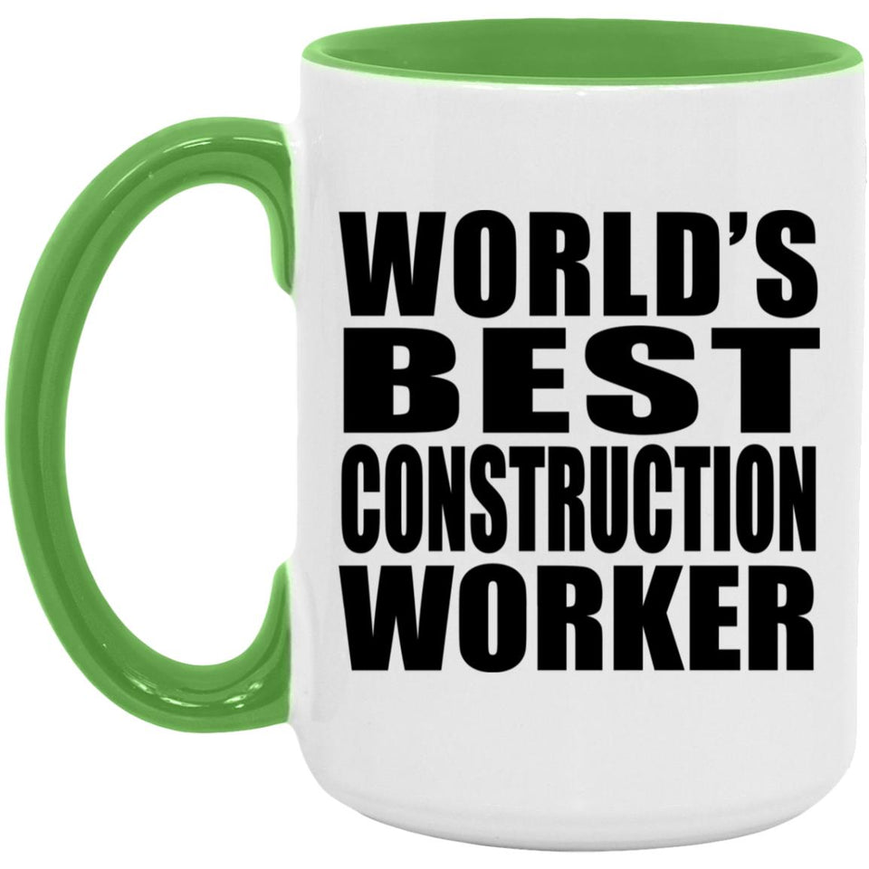 World's Best Construction Worker - 15oz Accent Mug Green