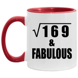 13th Birthday Square Root of 169 & Fabulous - 11oz Accent Mug Red