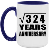 18th Anniversary Square Root of 324 Years Anniversary - 15oz Accent Mug Purple