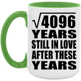 64th Anniversary Square Root of 4096 Years Still In Love - 15oz Accent Mug Green