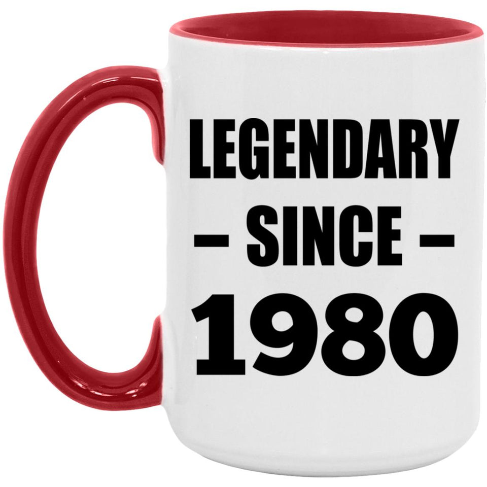 44th Birthday Legendary Since 1980 - 15oz Accent Mug Red