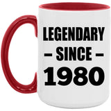44th Birthday Legendary Since 1980 - 15oz Accent Mug Red