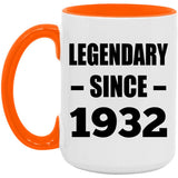 92nd Birthday Legendary Since 1932 - 15oz Accent Mug Orange