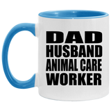 Dad Husband Animal Care Worker - 11oz Accent Mug Blue