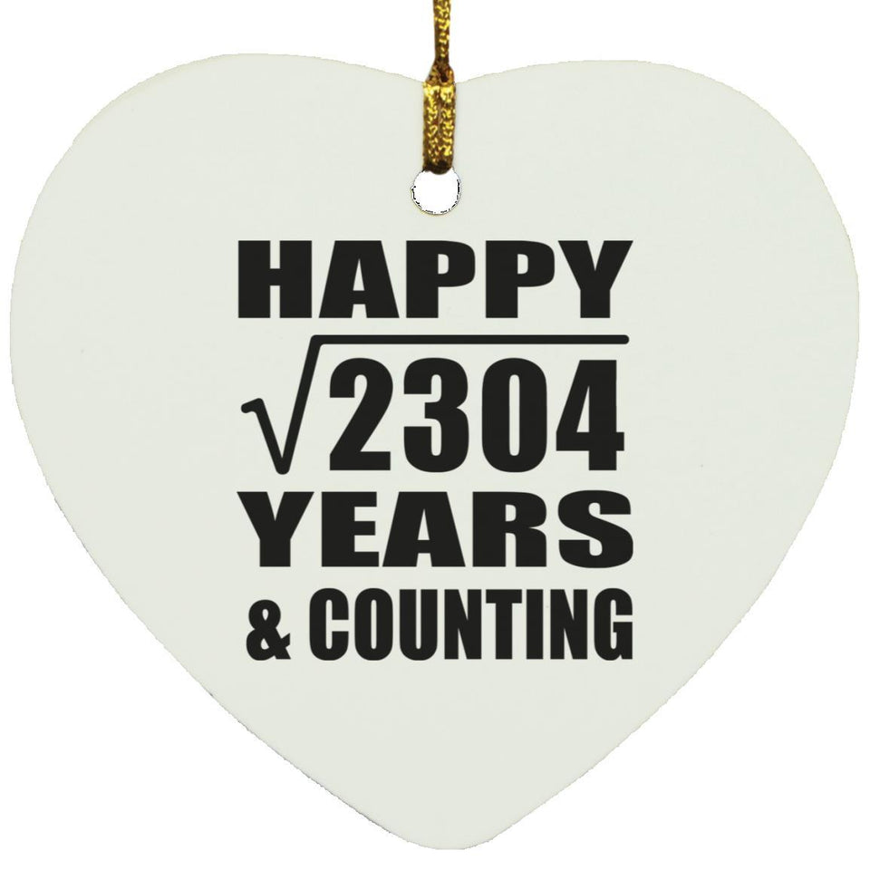 Happy 48th Anniversary Square Root of 2304 Years & Counting - Heart Ornament