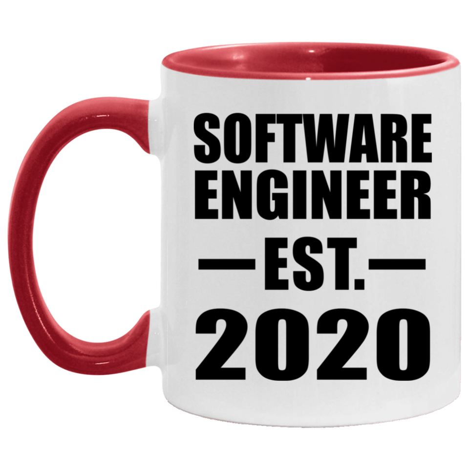 Software Engineer Established EST. 2020 - 11oz Accent Mug Red