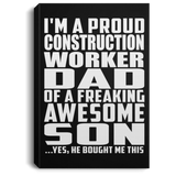 Proud Construction Worker Dad Of Awesome Son - Canvas Portrait