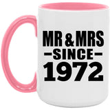 52nd Anniversary Mr & Mrs Since 1972 - 15oz Accent Mug Pink