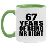 67th Anniversary 67 Years Of Being Mr Right - 11oz Accent Mug Green