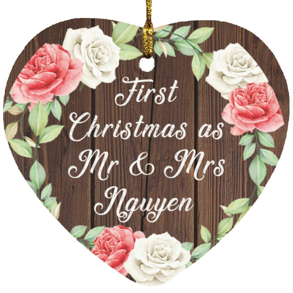 First Christmas As Mr & Mrs Nguyen - Heart Ornament A