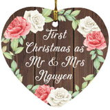 First Christmas As Mr & Mrs Nguyen - Heart Ornament A