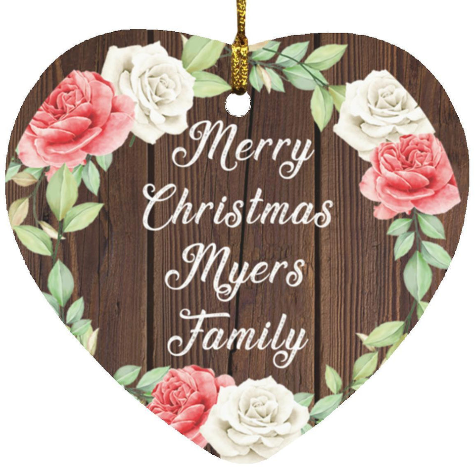 Merry Christmas Myers Family - Heart Ornament A