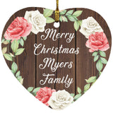 Merry Christmas Myers Family - Heart Ornament A