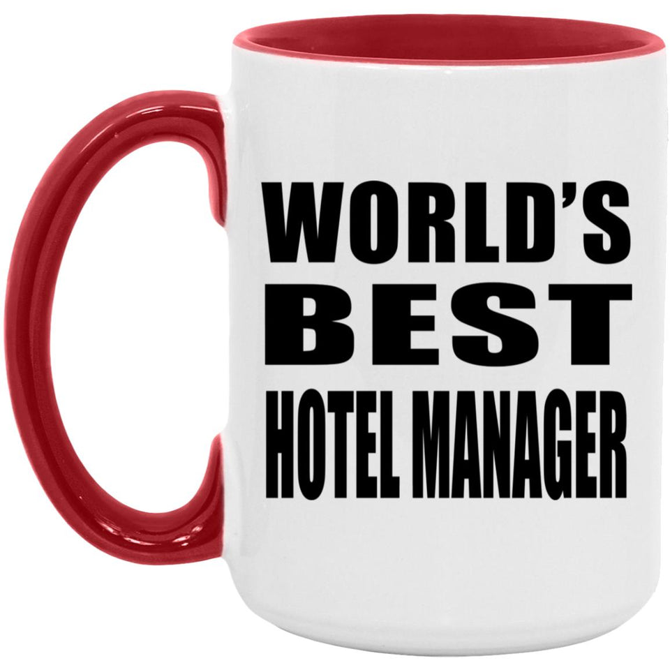 World's Best Hotel Manager - 15oz Accent Mug Red