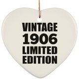 118th Birthday Vintage 1906 Limited Edition - Heart Ornament