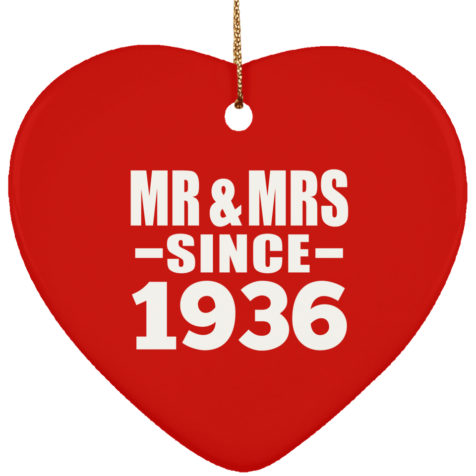 88th Anniversary Mr & Mrs Since 1936 - Heart Ornament