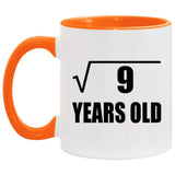 3rd Birthday Square Root of 9 Years Old - 11oz Accent Mug Orange