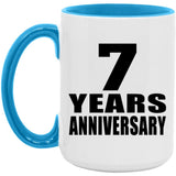7th Anniversary 7 Years - 15oz Accent Mug Blue
