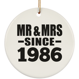 38th Anniversary Mr & Mrs Since 1986 - Circle Ornament