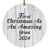 First Christmas As An Amazing Gran 2024 - Circle Ornament F