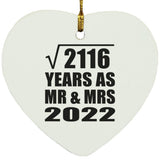 46th Anniversary Square Root of 2116 Years As Mr & Mrs 2022 - Heart Ornament