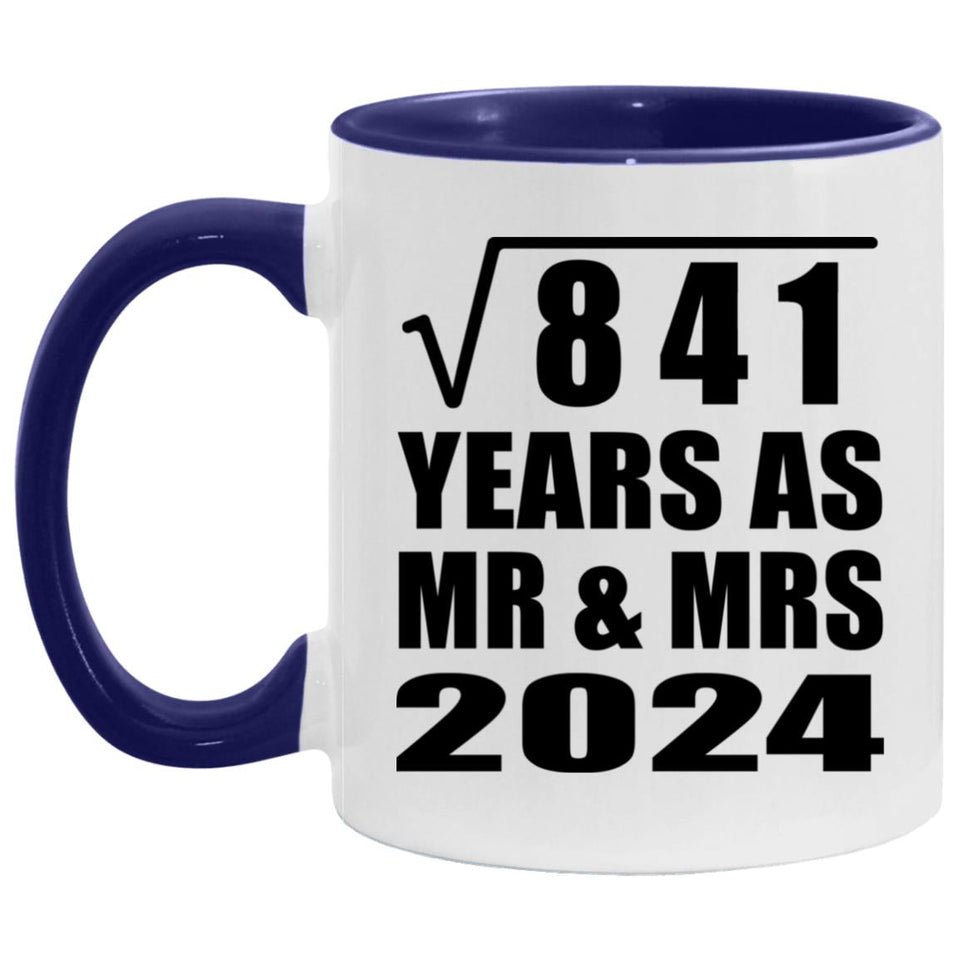 29th Anniversary Square Root of 841 Years As Mr & Mrs 2024 - 11oz Accent Mug Purple