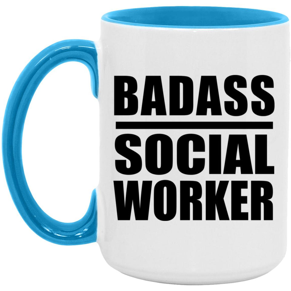 Badass Social Worker - 15oz Accent Mug Blue