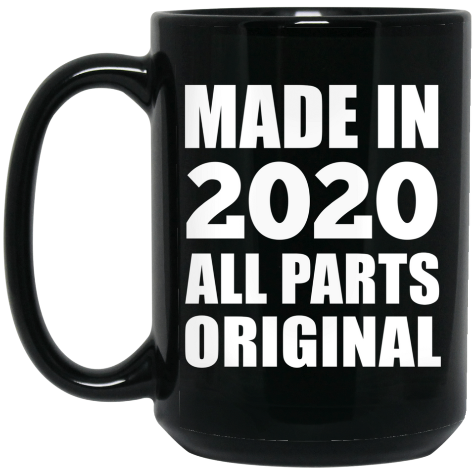 4th Birthday Made in 2020 All Parts Original - 15oz Coffee Mug Black