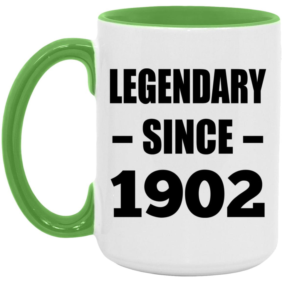 122nd Birthday Legendary Since 1902 - 15oz Accent Mug Green