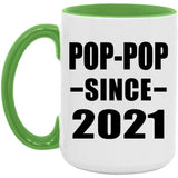 Pop-Pop Since 2021 - 15oz Accent Mug Green