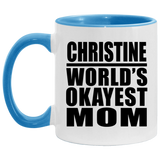 Christine World's Okayest Mom - 11oz Accent Mug Blue