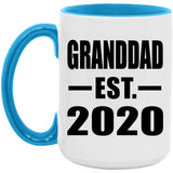 Granddad Established EST. 2020 - 15oz Accent Mug Blue