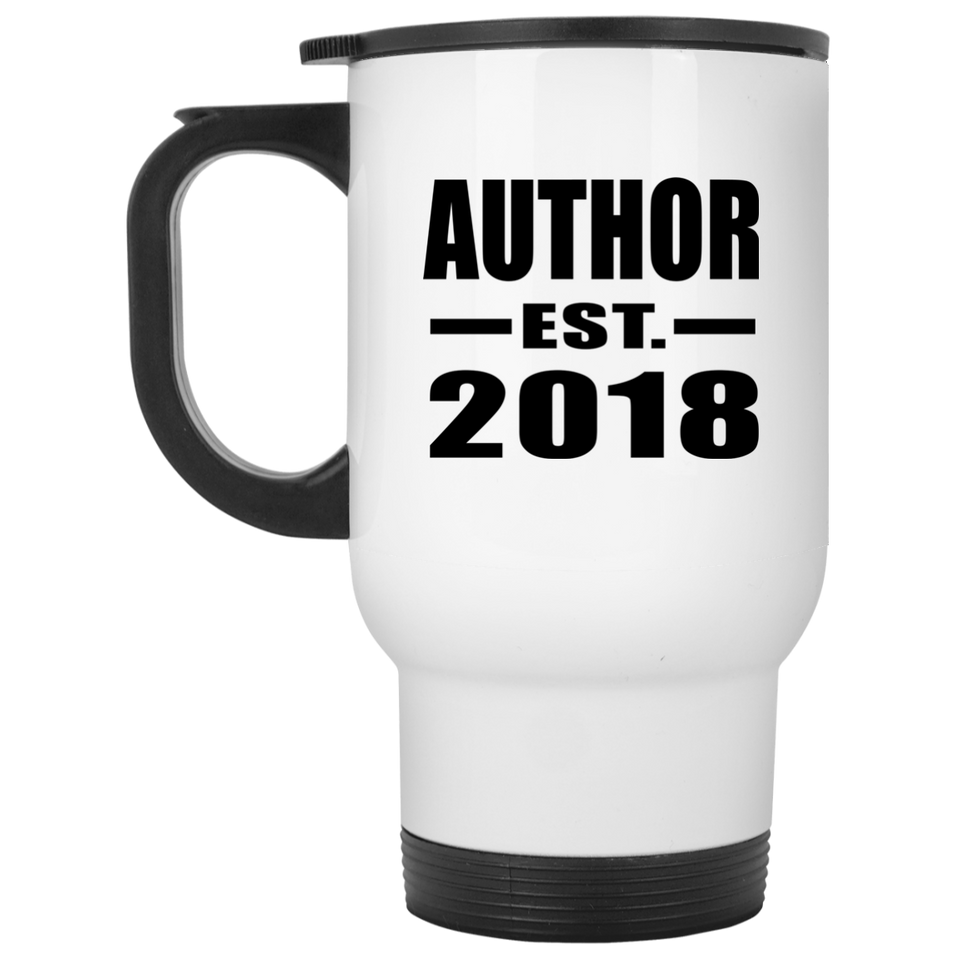 Author Established EST. 2018 - White Travel Mug