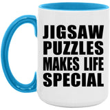 Jigsaw Puzzles Makes Life Special - 15oz Accent Mug Blue