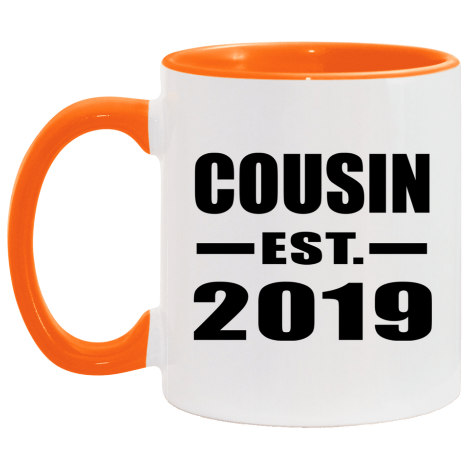 Cousin Established EST. 2019 - 11oz Accent Mug Orange