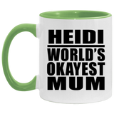 Heidi World's Okayest Mum - 11oz Accent Mug Green