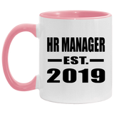 HR Manager Established EST. 2019 - 11oz Accent Mug Pink