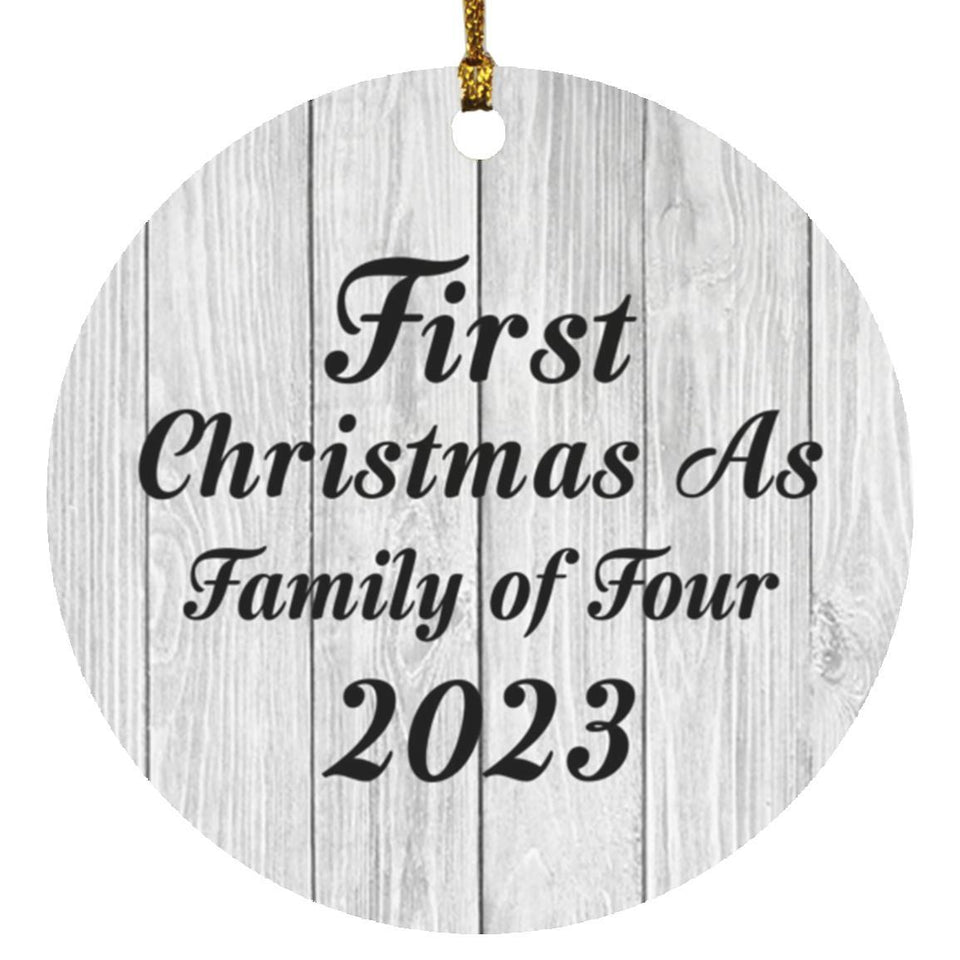 First Christmas As Family Of Four 2023 - Circle Ornament F