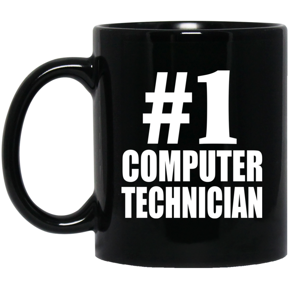 Number One #1 Computer Technician - 11 Oz Coffee Mug Black