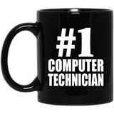 Number One #1 Computer Technician - 11 Oz Coffee Mug Black