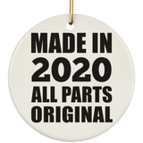 4th Birthday Made in 2020 All Parts Original - Circle Ornament