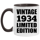 90th Birthday Vintage 1934 Limited Edition - 11oz Accent Mug Black