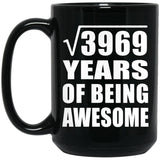63rd Birthday Square Root of 3969 Years of Being Awesome - 15oz Coffee Mug Black